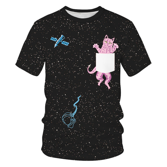 Men's Graphic T shirt  Starry Cat Pattern