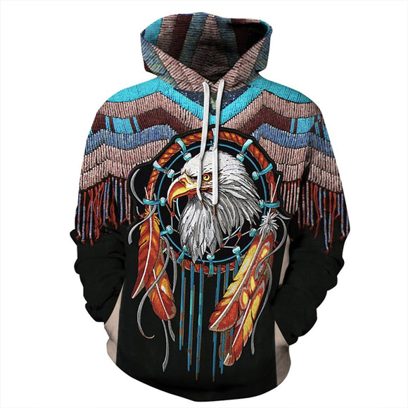 Men's Hoodies 3D Printing Indian Style Eagle