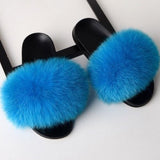 Fur Slippers Women Real Fox Fur Slides